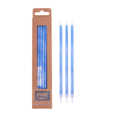 Vela Extra Alta Azul Marble PME - Pack 6 unidades